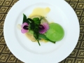 Nettle Pirogi, Pea Mousseline and Pea Blossoms