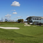 JERSEY CITY, NJ - OCTOBER 4:  The 18th hole which will play as the 14th hole of  Liberty National Golf Club, host course of the 2017 Presidents Cup in Jersey City, New Jersey on Ocotber 4, 2016. (Photo by Chris Condon/PGA TOUR)