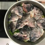 Making fumet for the parsley and vouvray saucefor the black bass dish
